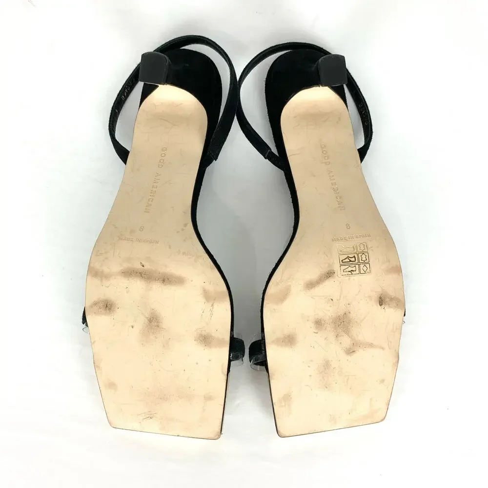 Good American Womens Standout Slingback Square Toe Heeled Sandals Black Size 8